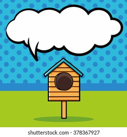 bird house doodle, speech bubble