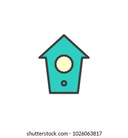 Bird house filled outline icon, line vector sign, linear colorful pictogram isolated on white. Symbol, logo illustration. Pixel perfect vector graphics