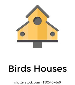 Bird house flat icon 