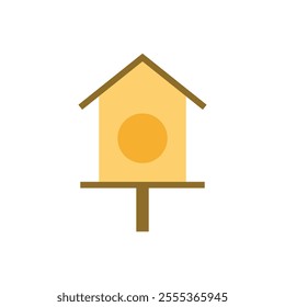 Bird house flat icon vector design illustration, isolated on white background. 
