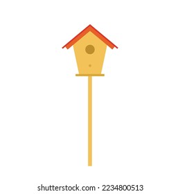 Ilustración plana de Bird House. Limpiar elemento de diseño de iconos en fondo blanco aislado