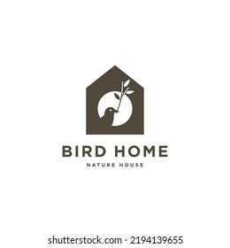 Casa de aves con césped minimalista icono de diseño de símbolo de diseño vector ilustración