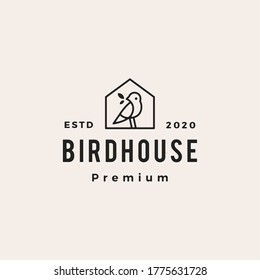 bird house hipster vintage logo vector icon illustration