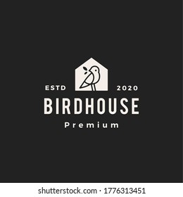 bird house hipster vintage logo vector icon illustration