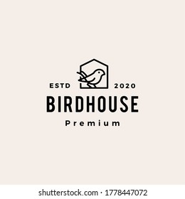 bird house hipster vintage logo vector icon illustration