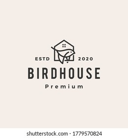 bird house hipster vintage logo vector icon illustration