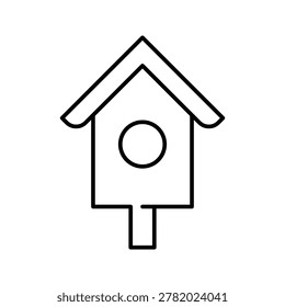 Bird house icon. Animals and nesting box line symbol. Black and white.