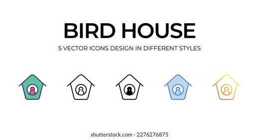 bird house Icon Design in Five style with Editable Stroke. Line, Solid, Flat Line, Duo Tone Color, and Color Gradient Line. Suitable for Web Page, Mobile App, UI, UX and GUI design.