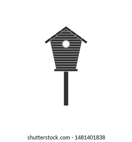 Bird house icon isolated. Nesting box birdhouse, homemade building for birds. Flat design. Vector Illustration