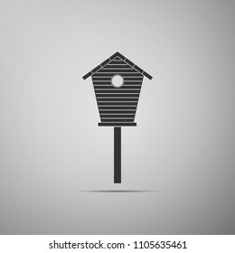 Bird house icon isolated on grey background. Nesting box birdhouse, homemade building for birds. Flat design. Vector Illustration