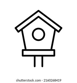 Bird House Icon. Line Art Style Design Isolated On White Background