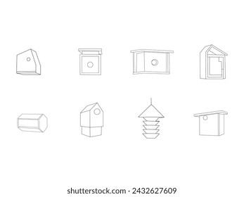 Bird house icon line design illustration bundel