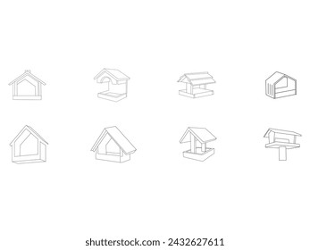 Bird house icon line design illustration bundel
