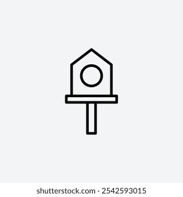 Bird house icon in stroke line.