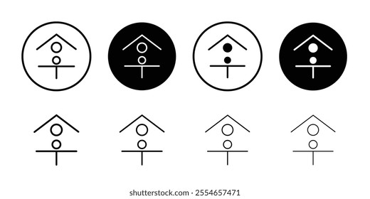 Bird house icon Thin line vector illustration set