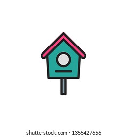 Bird House Icon Vector Illustration in Filled Style for Any Purpose