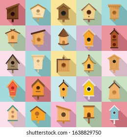 Bird House Icons Set. Flat Set Of Bird House Vector Icons For Web Design