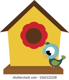 Bird house, illustration, vector on white background.
