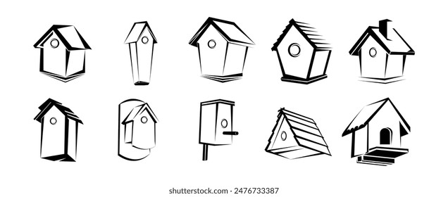 Bird House Illustration Vector Set