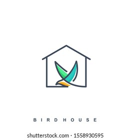 Bird House Illustration Vector Template. Suitable for Creative Industry, Multimedia, entertainment, Educations, Shop, and any related business