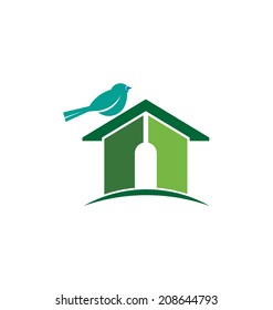 Bird house image. Vector icon
