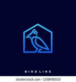Bird With House Line Art Design Concept Illustration Vector Template, Suitable for Creative Industry, Multimedia, entertainment, Educations, Shop, and any related business