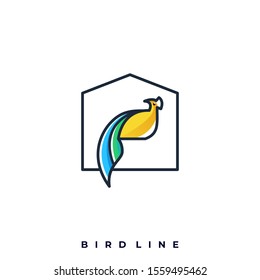 Bird With House Line Art Illustration Vector Template, Suitable for Creative Industry, Multimedia, entertainment, Educations, Shop, and any related business