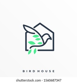 Bird With House Line Art Illustration Vector Template, Suitable for Creative Industry, Multimedia, entertainment, Educations, Shop, and any related business