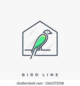 Bird With House Line Art Illustration Vector Template, Suitable for Creative Industry, Multimedia, entertainment, Educations, Shop, and any related business