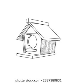 Bird House line art logo, modern template design, vector icon illustration
