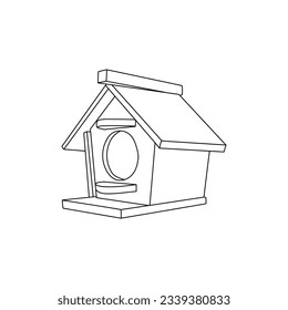 Bird House line minimalist logo, modern template design, vector icon illustration