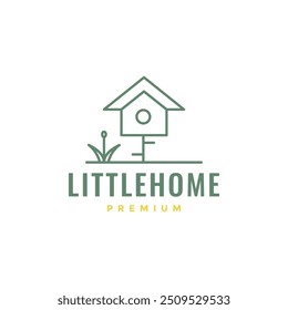 bird house line minimalist logo design vector