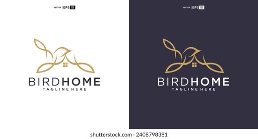 bird house logo design icon vector silhouette illustration