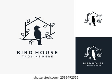 Bird house logo design illustration