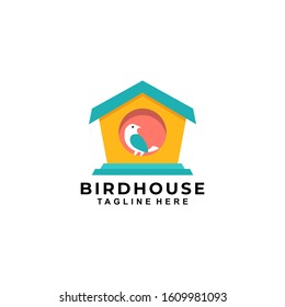 Bird House Logo Design Vector Template