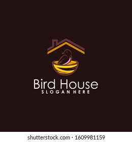 Bird House Logo Design Vector Template