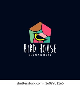 Bird House Logo Design Vector Template