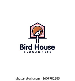 Bird House Logo Design Vector Template