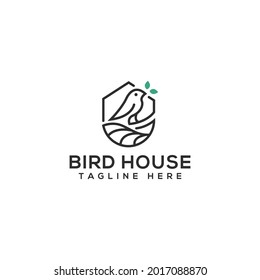 Bird House Logo Design Vector