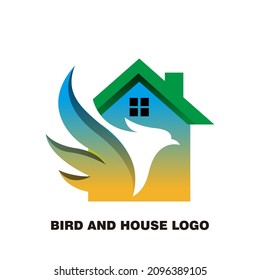 BIRD WITH HOUSE LOGO SIMPLE GRADATION COLOUR