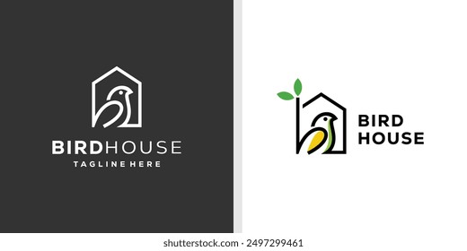 Bird house logo vector icon illustration