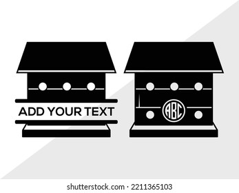 Bird House Monogram SVG Printable Vector Illustration