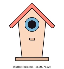 bird house nest flat color vector illustration template design