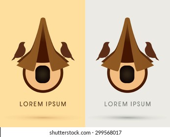 Bird house, nest, graphic vector.