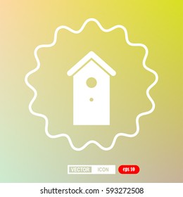 Bird house nesting box, icon, vector