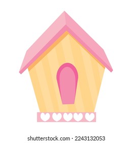 Bird house on white background. Valentine's Day celebration