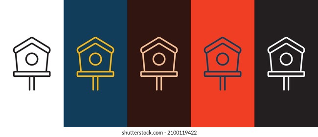 Bird house outline icon illustration isolated vector sign symbol