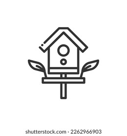 Bird House Outline Icon Vector Illustration -  Spring Season Icon Concept.