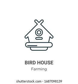 Bird house outline vector icon. Thin line black bird house icon, flat vector simple element illustration from editable farming concept isolated stroke on white background