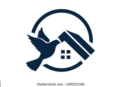 Bird House Real state logo, Creative Home Construction Concept Logo Design Template